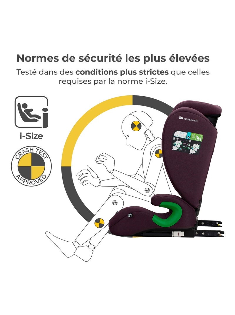 Rehausseur auto isofix groupe 2 3 avec siège profond réglable Bordeaux - Kiabi