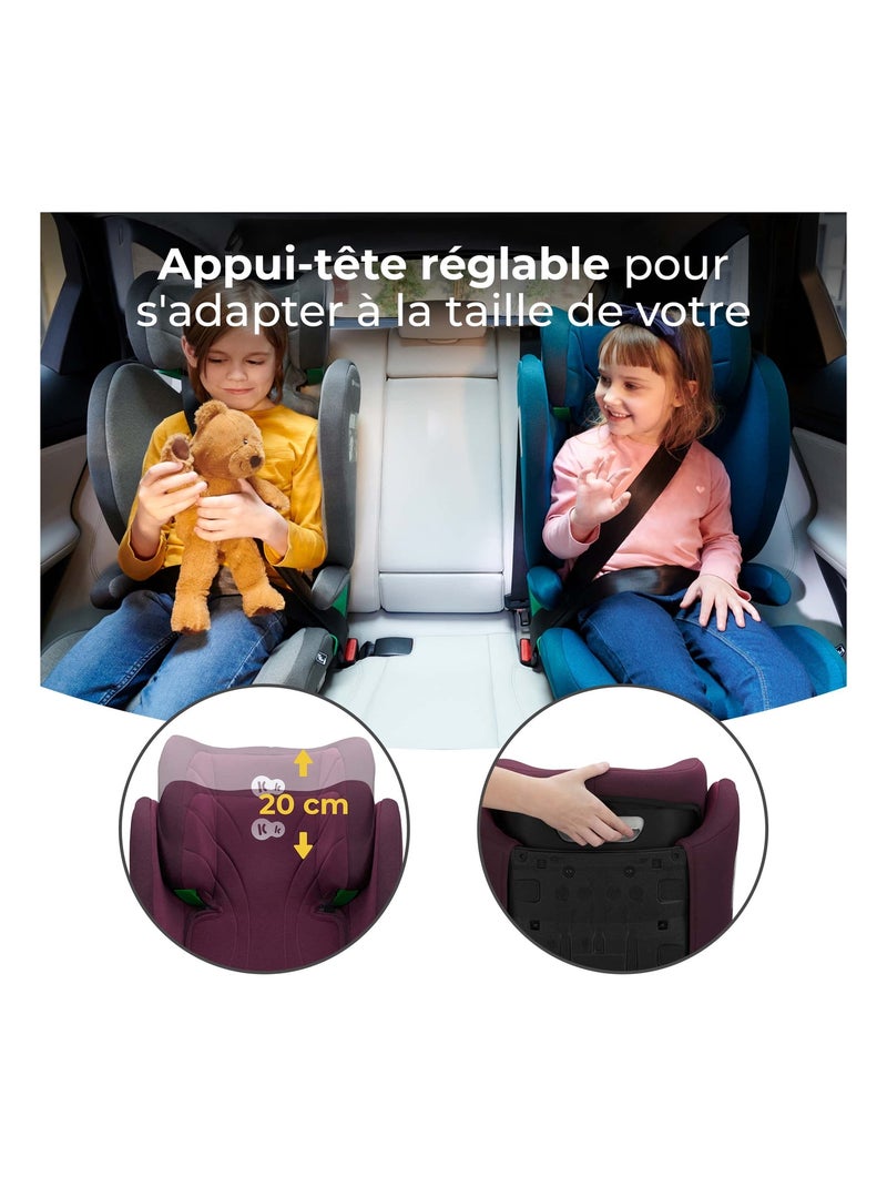 Rehausseur auto isofix groupe 2 3 avec siège profond réglable Bordeaux - Kiabi