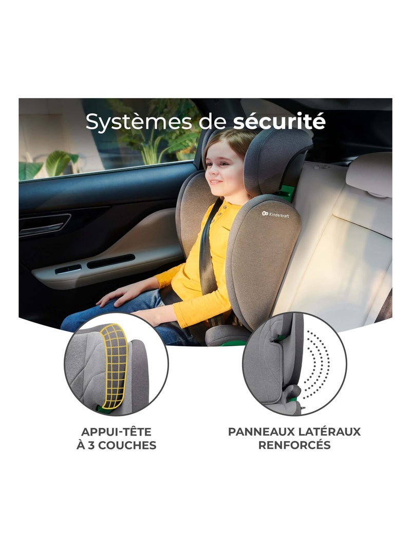 Rehausseur auto isofix groupe 2 3 avec siège profond réglable Gris - Kiabi