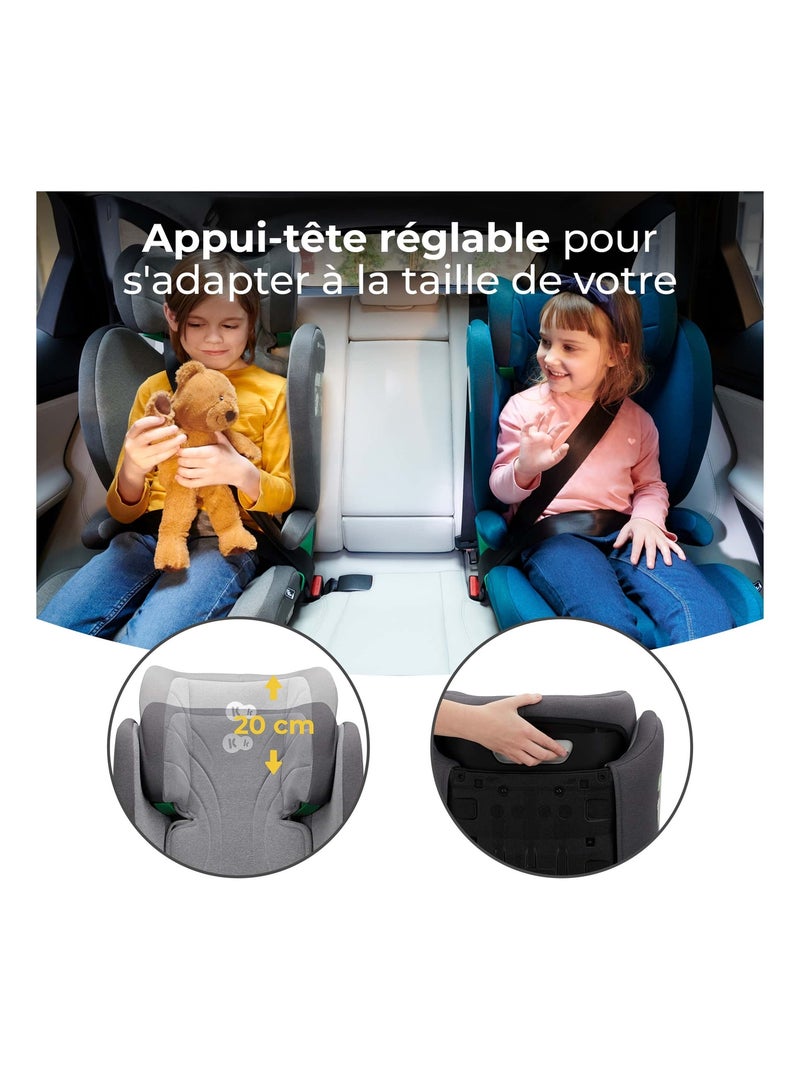 Rehausseur auto isofix groupe 2 3 avec siège profond réglable Gris - Kiabi