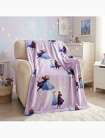 Reine des neiges couverture flanelle 110x150 cm mauve et lilas