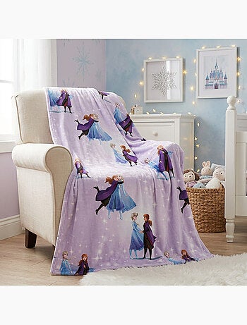 Reine des neiges couverture flanelle 110x150 cm mauve et lilas