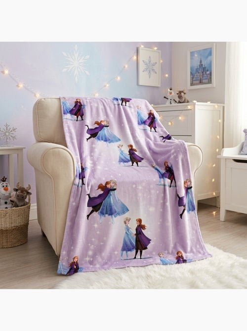 Reine des neiges couverture flanelle 110x150 cm mauve et lilas - Kiabi