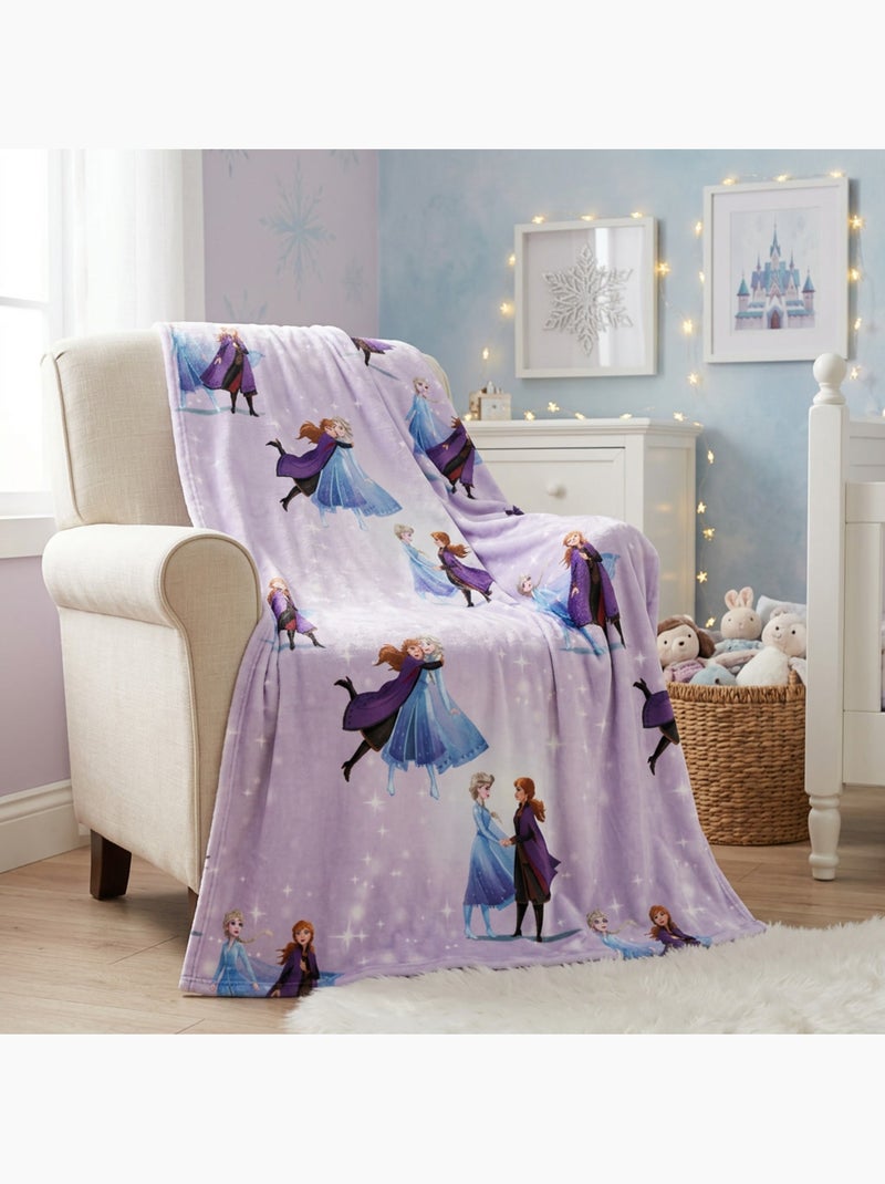 Reine des neiges couverture flanelle 110x150 cm mauve et lilas Noir Mauve Blanc - Kiabi
