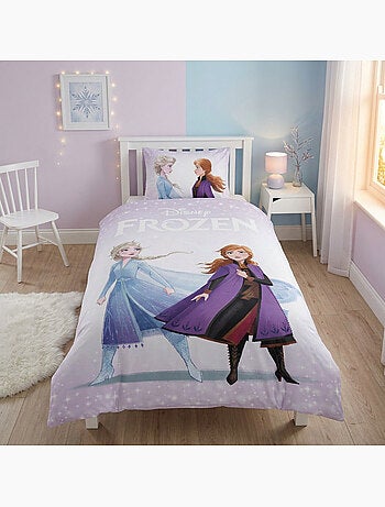 Reine des neiges elsa anna housse de couette 140x200 + taie 65x65 polycoton