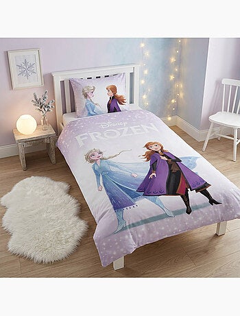 Reine des neiges elsa anna housse de couette 140x200 + taie 65x65 polycoton