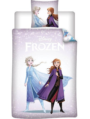 Reine des neiges elsa anna housse de couette 140x200 + taie 65x65 polycoton