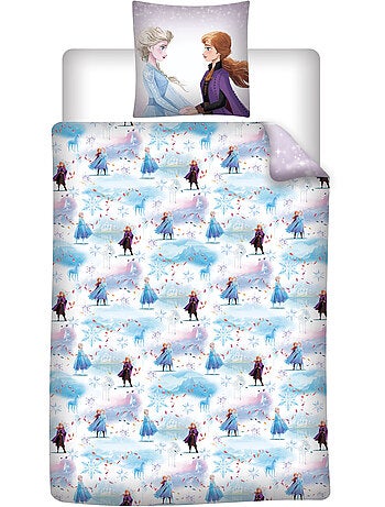 Reine des neiges elsa anna housse de couette 140x200 + taie 65x65 polycoton