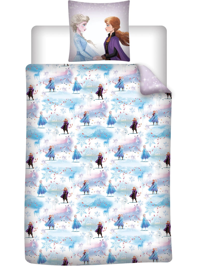 Reine des neiges elsa anna housse de couette 140x200 + taie 65x65 polycoton Beige/Blanc - Kiabi