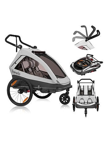 Remorque vélo 2en1 LIONELO Cama - Poussette tout terrain - 2 enfants - Jusqu’à 6 ans
