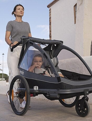 Remorque vélo 2en1 LIONELO Cama - Poussette tout terrain - 2 enfants - Jusqu’à 6 ans