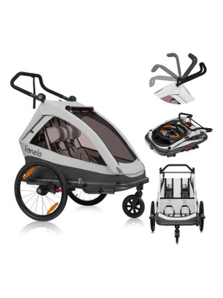 Remorque vélo 2en1 LIONELO Cama - Poussette tout terrain - 2 enfants - Jusqu’à 6 ans