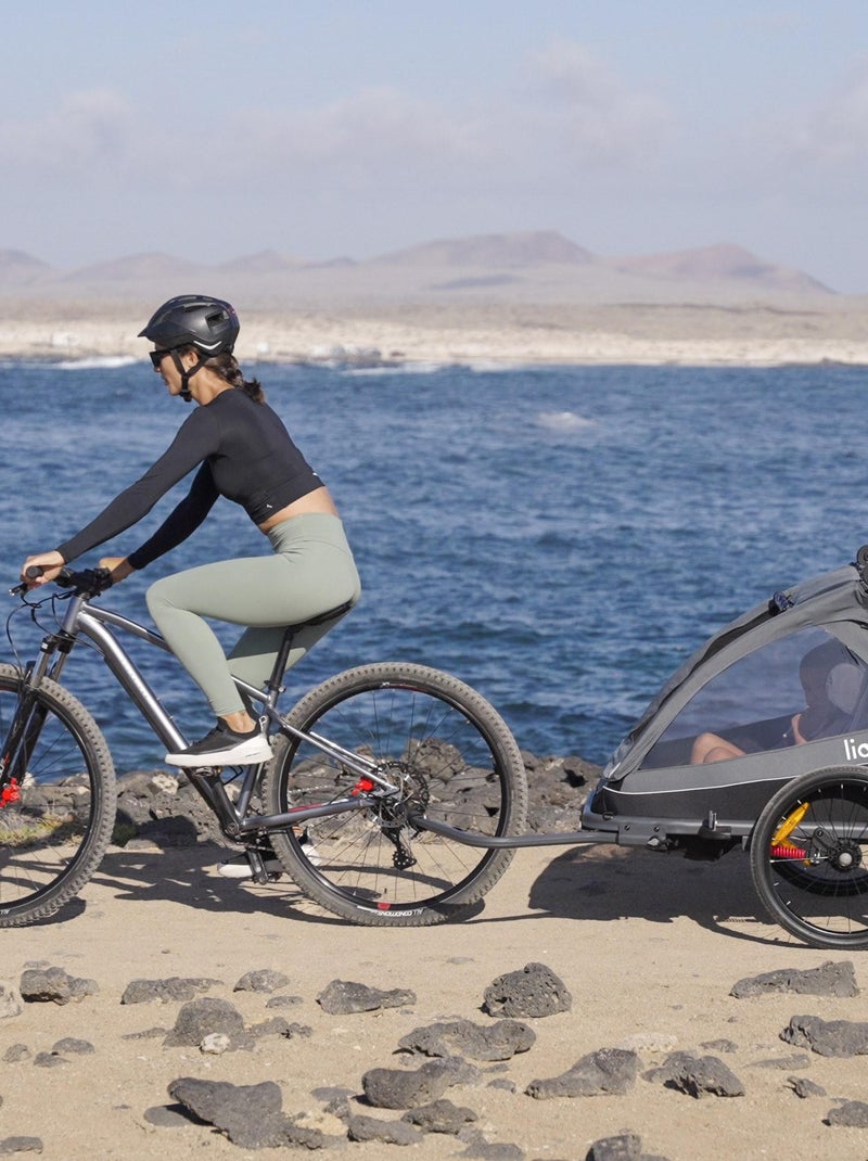Remorque vélo 2en1 LIONELO Cama - Poussette tout terrain - 2 enfants - Jusqu’à 6 ans Gris - Kiabi