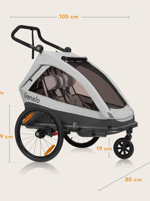 Remorque vélo 2en1 LIONELO Cama - Poussette tout terrain - 2 enfants - Jusqu’à 6 ans - Kiabi