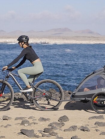 Remorque vélo 2en1 LIONELO Cama - Poussette tout terrain - 2 enfants - Jusqu’à 6 ans