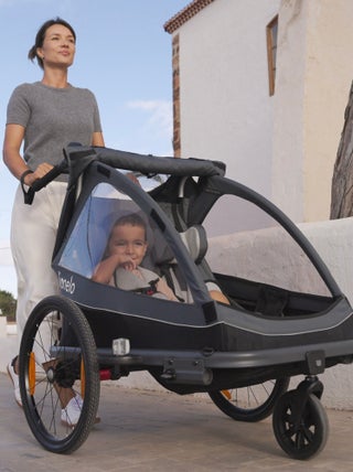 Remorque vélo 2en1 LIONELO Cama - Poussette tout terrain - 2 enfants - Jusqu’à 6 ans