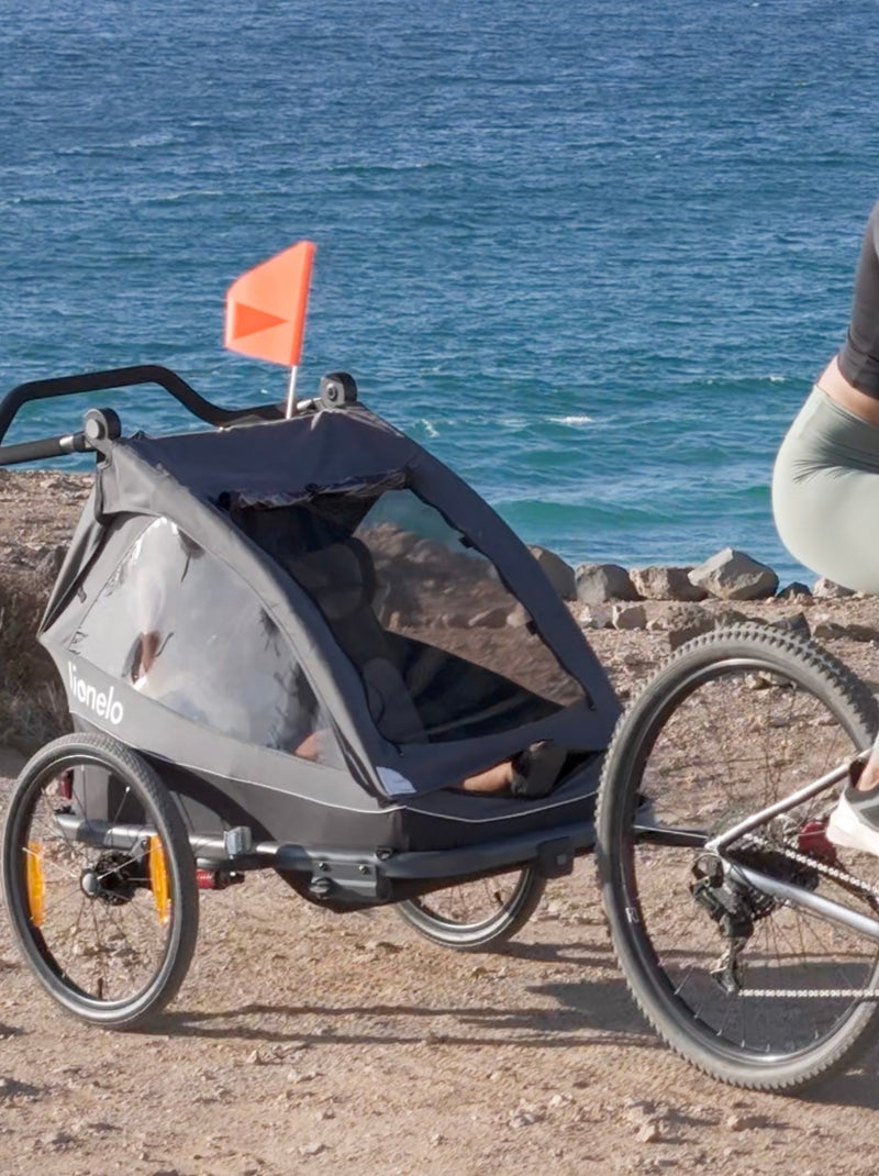 Remorque vélo 2en1 LIONELO Cama - Poussette tout terrain - 2 enfants - Jusqu’à 6 ans Gris Gris - Kiabi