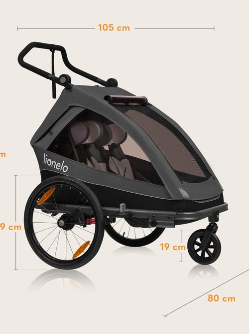 Remorque vélo 2en1 LIONELO Cama - Poussette tout terrain - 2 enfants - Jusqu’à 6 ans - Kiabi
