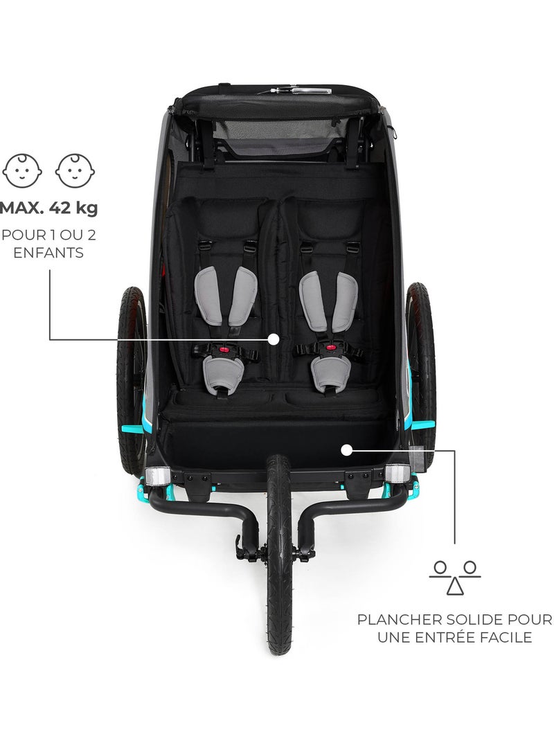Remorque Vélo 3 en 1 Kinderkraft NAVA avec Poussette Jogging, Roues Gonflables et Suspension Bleu - Kiabi