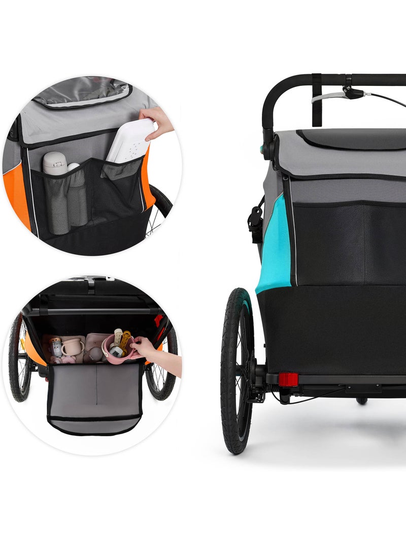 Remorque Vélo 3 en 1 Kinderkraft NAVA avec Poussette Jogging, Roues Gonflables et Suspension Bleu - Kiabi