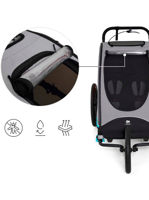 Remorque Vélo 3 en 1 Kinderkraft NAVA avec Poussette Jogging, Roues Gonflables et Suspension - Kiabi