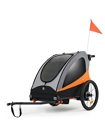 Remorque Vélo 3 en 1 Kinderkraft NAVA avec Poussette Jogging, Roues Gonflables et Suspension