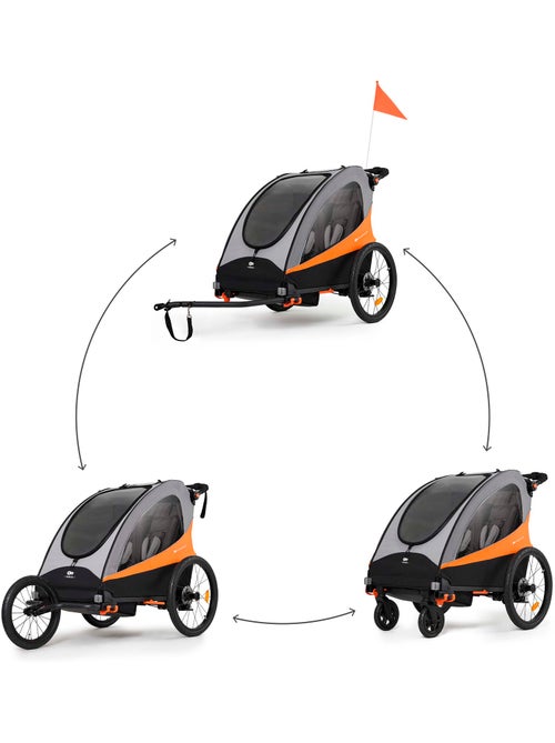 Remorque Vélo 3 en 1 Kinderkraft NAVA avec Poussette Jogging, Roues Gonflables et Suspension - Kiabi Remorque Vélo 3 en 1 Kinderkraft NAVA avec Poussette Jogging, Roues Gonflables et Suspension - Kiabi