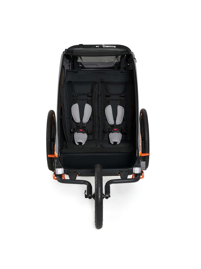 Remorque Vélo 3 en 1 Kinderkraft NAVA avec Poussette Jogging, Roues Gonflables et Suspension Orange - Kiabi