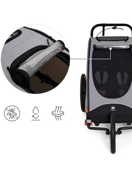 Remorque Vélo 3 en 1 Kinderkraft NAVA avec Poussette Jogging, Roues Gonflables et Suspension - Kiabi Remorque Vélo 3 en 1 Kinderkraft NAVA avec Poussette Jogging, Roues Gonflables et Suspension - Kiabi