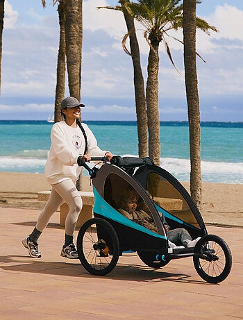 Remorque vélo enfant 3 en 1 convertible fonctions poussette et jogger