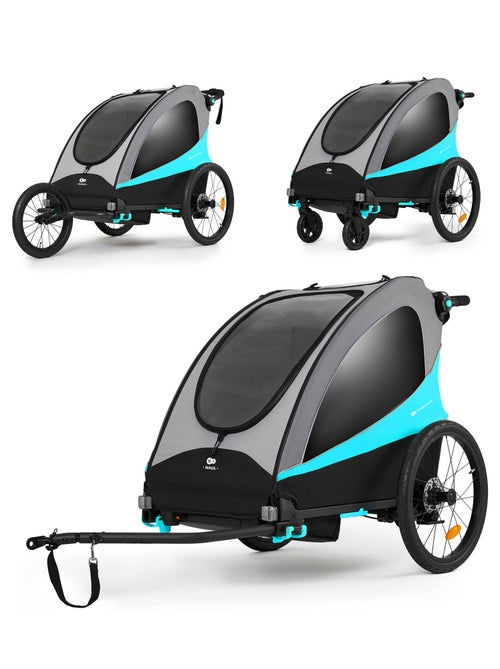 Remorque vélo enfant 3 en 1 convertible fonctions poussette et jogger - Kiabi