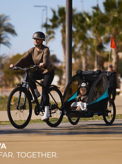 Remorque vélo enfant 3 en 1 convertible fonctions poussette et jogger - Kiabi