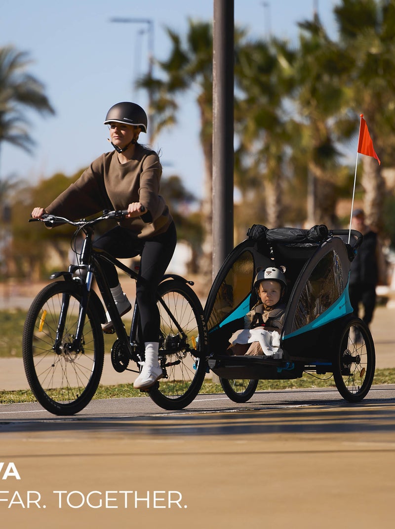 Remorque vélo enfant 3 en 1 convertible fonctions poussette et jogger Bleu - Kiabi