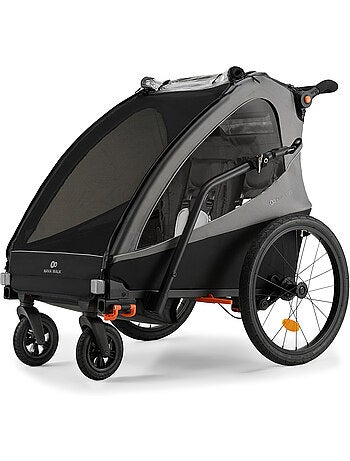 Remorque vélo Kinderkraft NAVA WALK 2-en-1 poussette 2 places pliable frein STOP harnais 5 pts