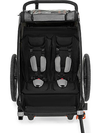Remorque vélo Kinderkraft NAVA WALK 2-en-1 poussette 2 places pliable frein STOP harnais 5 pts