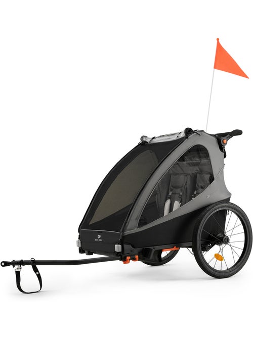 Remorque vélo Kinderkraft NAVA WALK 2-en-1 poussette 2 places pliable frein STOP harnais 5 pts - Kiabi Remorque vélo Kinderkraft NAVA WALK 2-en-1 poussette 2 places pliable frein STOP harnais 5 pts - Kiabi