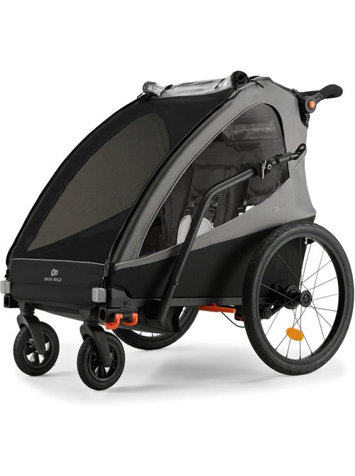Remorque vélo Kinderkraft NAVA WALK 2-en-1 poussette 2 places pliable frein STOP harnais 5 pts - Kiabi Remorque vélo Kinderkraft NAVA WALK 2-en-1 poussette 2 places pliable frein STOP harnais 5 pts - Kiabi