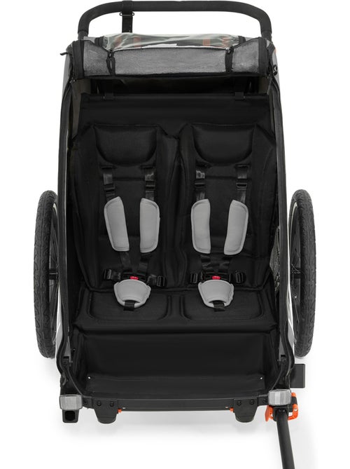 Remorque vélo Kinderkraft NAVA WALK 2-en-1 poussette 2 places pliable frein STOP harnais 5 pts - Kiabi Remorque vélo Kinderkraft NAVA WALK 2-en-1 poussette 2 places pliable frein STOP harnais 5 pts - Kiabi