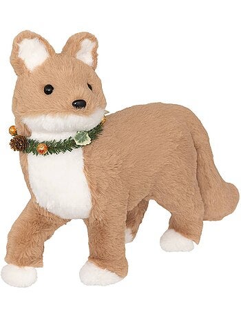 Renard de noël en fourrure l. 40 cm