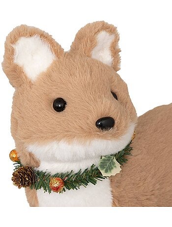 Renard de noël en fourrure l. 40 cm