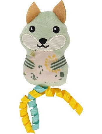 Renard vert en peluche avec rubans et cataire pour chat