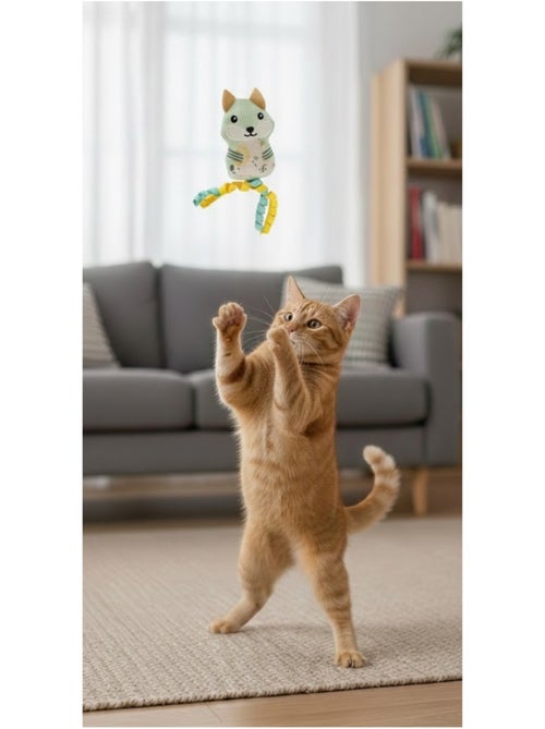 Renard vert en peluche avec rubans et cataire pour chat - Kiabi