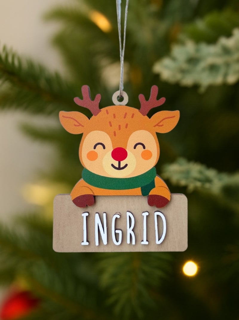 Renne de Noël personnalisable en bois Marron - Kiabi