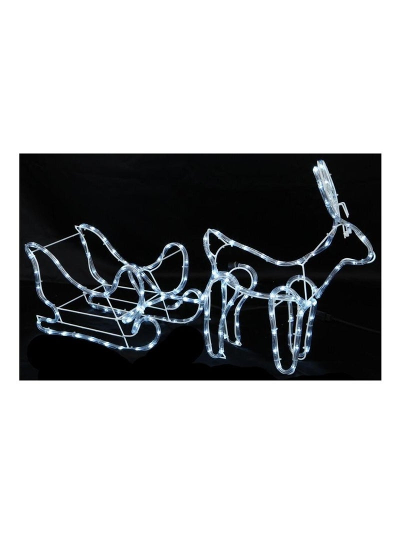 Renne et son traineau lumineux 3D 168 Led Blanc - Kiabi