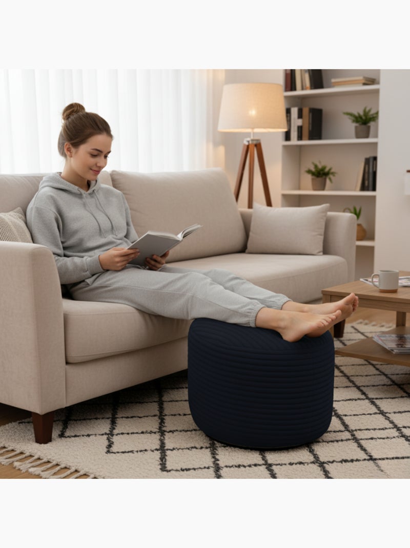 Repose-pieds déhoussable en velours côtelé 55x30 cm Bleu foncé - Kiabi