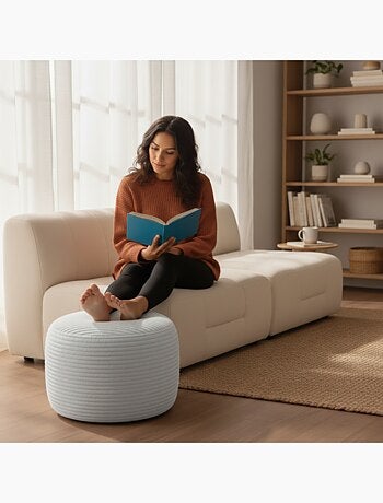 Repose-pieds déhoussable en velours côtelé 55x30 cm