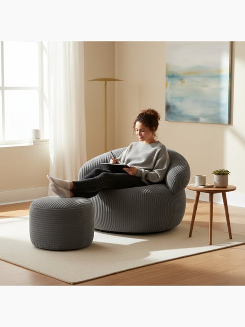 Repose-pieds déhoussable en velours côtelé 55x30 cm - Kiabi