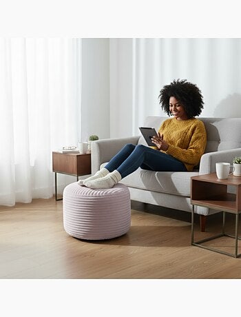 Repose-pieds déhoussable en velours côtelé 55x30 cm