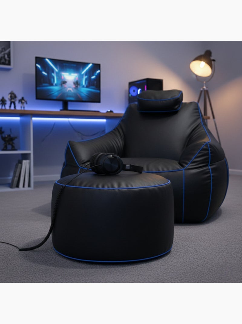 Repose-pieds gaming en similicuir 50x30 cm Bleu - Kiabi