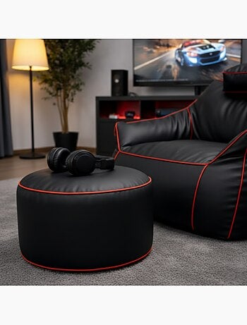 Repose-pieds gaming en similicuir 50x30 cm